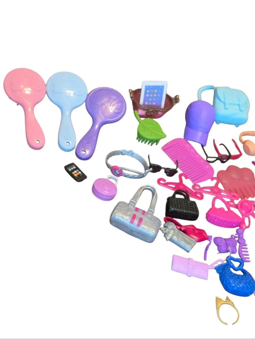 Mixed Doll Accessories Lot Barbie Our Generation Lori Miniature Purses Hats Glas
